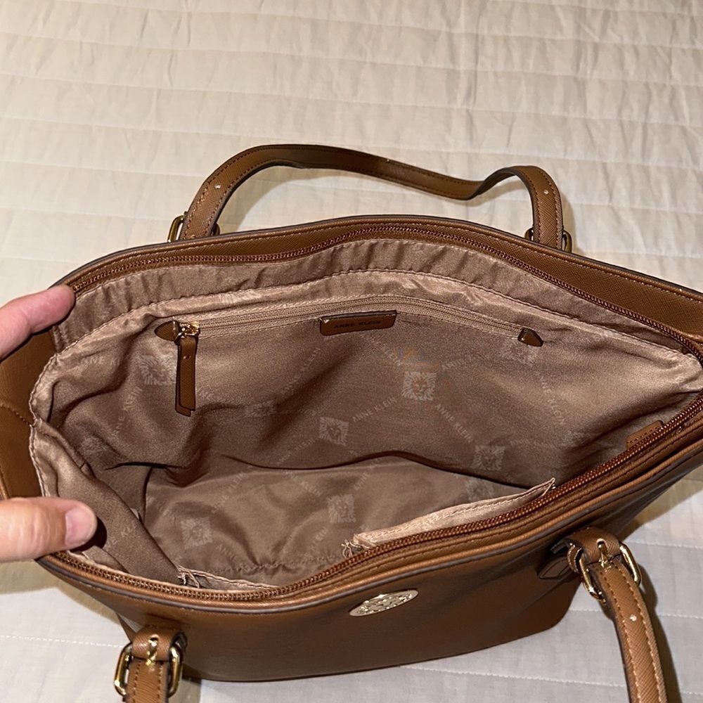 AK Camel Brown Faux Leather Tote Purse Bag - Picture 7 of 11
